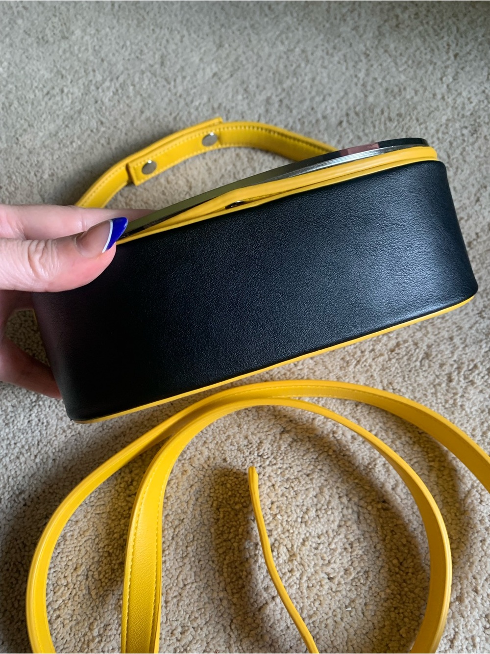Yellow LOGO Crossbody Shoulder Bag with Accent Hardware - Picture 4 of 6